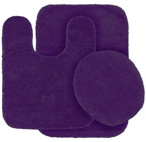 Set Tappeto Bagno 3 Pezzi Tappetini Bagno Angela Tinta Unita Colore Viola Scuro Antiscivolo Morbido... - Foto 1 di 1