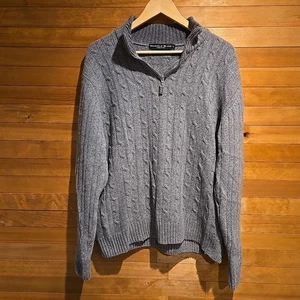 Daniele Blasi Pullover Herren XL 1/4 Zip Wolle grau nordisch Stehkragen Fischer - Bild 1 von 7