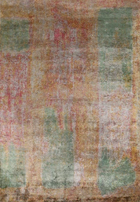 Alfombra moderna 7x9 pies colorida hecha a mano india abstracta lana alfombra de dormitorio Foto 1 de 4