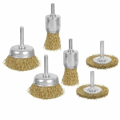 Paquete de 2 brocas de cepillo de alambre para rueda y taza de latón accesorio de pintura oxidada Foto 1 de 2