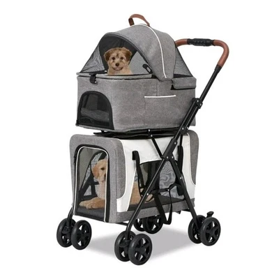 Luxury Kimpaw Two Pet Foldable Jogger Stroller with Detachable Carrier Dog Cat - Image 1 of 4