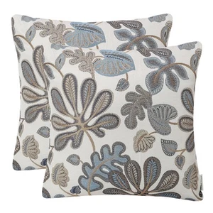 Set of 2 Jacquard Tropical Leaf Pattern Throw Pillow Covers Decorative Pillow... - Picture 1 of 6