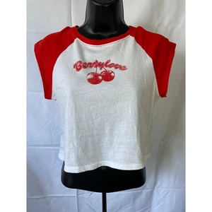 Berrylove Cherry Crop Top Red White H&M Divided M - Picture 1 of 6