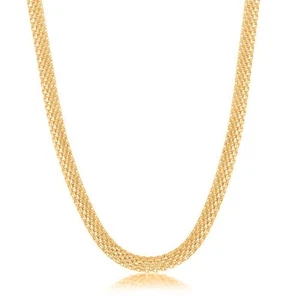 925 Sterling Silver 7MM Coreana Flat Mesh Chain Necklace - 18K Gold Plated 20... - Picture 1 of 5