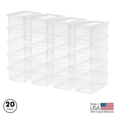 5 cuartos Contenedores de almacenamiento de plástico cajas contenedores de caja 20 paquetes con tapas bolsas apilables Foto 1 de 4