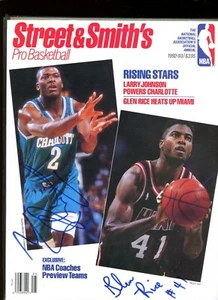 LARRY JOHNSON HORNETS GLEN RICE HEAT STREET & SMITHS Magazine signed autographed - Picture 1 of 1
