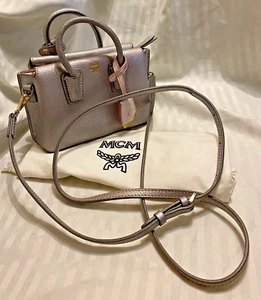 Auth MCM Pinkish Silver Leather Mini Milla 2 Way Hand Bag - Picture 1 of 16