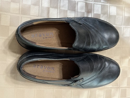 Mocassini Aravon DANIELLE donna taglia 8 5B slip on in pelle nera di New Balance