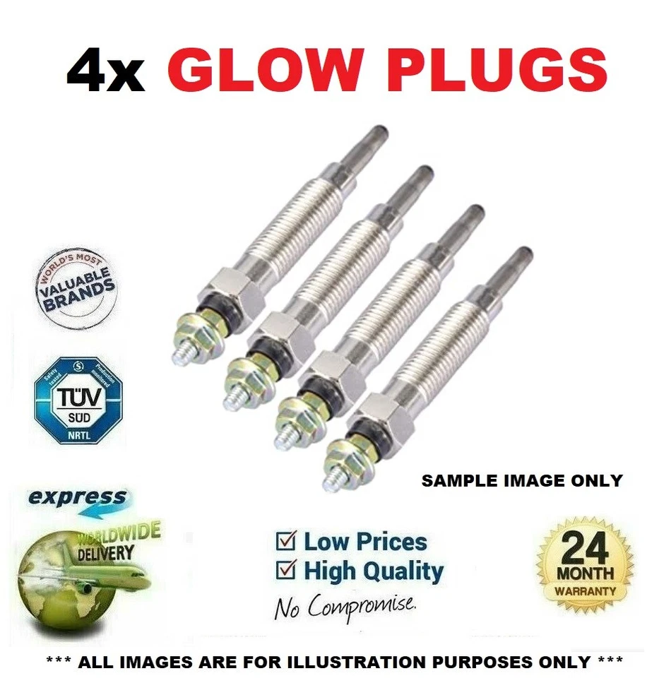4x GLOW PLUGS for MERCEDES BENZ E-CLASS Estate E350 BlueTEC 2014-2016 — 第 1/4 张图片