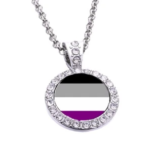 Asexual Pride LGBTQ Silver Colour Necklace With Diamante Pendant + Gift Box - Picture 1 of 4