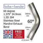 60 degree 1.375" 34.9mm 1.5D 304 Stainless Steel Mandrel Exhaust Bend 