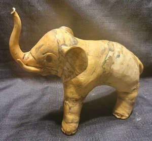 Vintage Oyster Crushed Elephant Sculpture Modern Folk Art Standing Trunk Up - Picture 1 of 11
