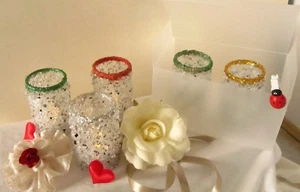 Segnaposto vetro decorato porta fiori portacandele lumini 4 pz. cm.10  - Foto 1 di 8