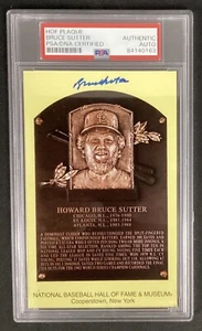 Bruce Sutter Signed Gold HOF Plaque Postcard Yellow Chi Cubs Autograph PSA/DNA - Picture 1 of 2