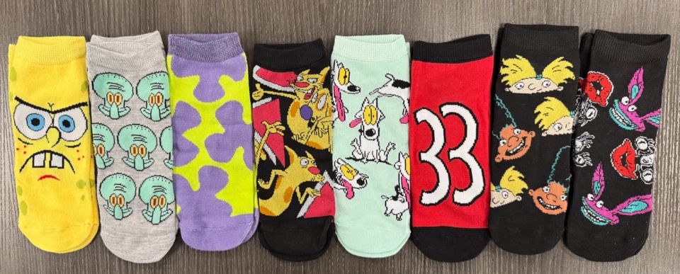 Nuevo - Damas - Años 90 Nickelodeon - 8 Pares Calcetines Corte Bajo Foto 1 de 1