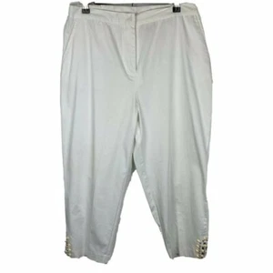 Ruby Rd. Beaded White High Rise Capris Women's 12 Petite Side Slits - Picture 1 of 7