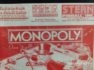 Monopoly - Stern - Pinball Manual - Schematics - Instructions - Used - Picture 1 of 4