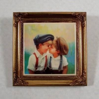 Azulejo enmarcado Donald Zolan Pemberton Oakes dos de una clase gemelos niños pequeños sin usar, en caja Foto 1 de 4