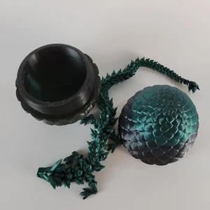 Green/Black Articulated 12" Dragon & Surprise Egg Fidget Toy, Desk/Home Decor - Picture 1 of 8