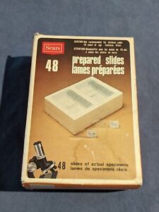 Vintage Sears Set of 48 Prepared Specimen Microscope Slides (Box Y)