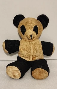 Antiguo oso de peluche/panda articulado de 16 pulgadas de mohair relleno de paja de principios del siglo XX muy querido - Imagen 1 de 24