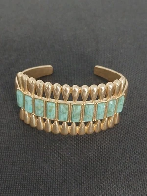 Pulsera brazalete turquesa imitación tono dorado LUCKY BRAND talla 6,25 Foto 1 de 4