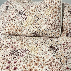 Juego de 2 fundas de edredón Rachel Zoe Queen completo marfil pequeño algodón floral - Imagen 1 de 5