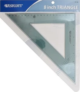 C-Thru 8" Triangle 45°/90° Beveled Edge Open Center Smoke Clear Office School - Picture 1 of 2