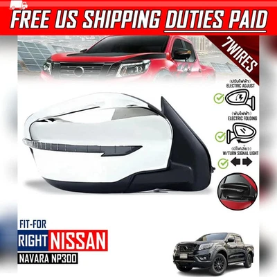 Espejo retrovisor derecho derecho derecho cromado 7 cables para Nissan Navara NP300 D23 2015-2019 Foto 1 de 4