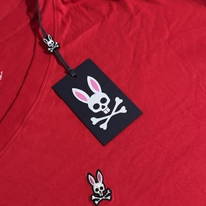 NUEVA Camiseta Psycho Bunny Para Hombre Talla 5XLT Roja Brillante Clásica Cuello en V ALTA - Imagen 1 de 6