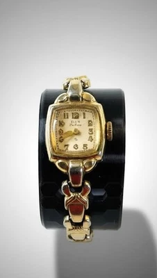 Vintage 1948 Elgin De Luxe Ladies Watch 15J 4 Adj 10K GF Runs w/ Speidel Band - Image 1 of 4