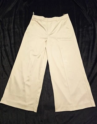 Pantalones Zara Pierna Ancha Color Crema Vestido Carrera Boho Poliéster Talla XL Foto 1 de 4