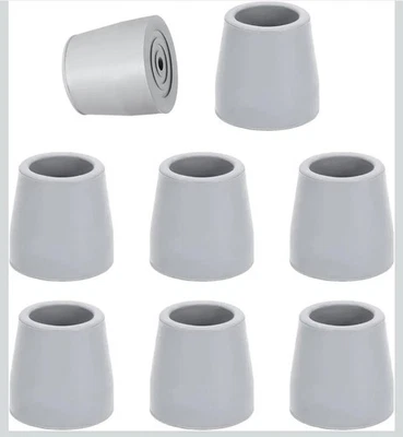 Puntas de caña de goma gris (paquete de 8) antideslizantes cuádruples de 1 pulgada de repuesto A Foto 1 de 4