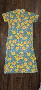 Vintage Kleid Lilly Pulitzer 70er türkis gelb rosa Blumen - Bild 1 von 5