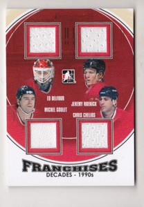 13-14 ITG Chelios Goulet Belfour Roenick  Jersey Franchises Decades 1990s 2013
