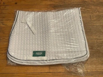 NWT Dover Saddlery Quilted Dressage Saddle Pad White w/Black Piping - Image 1 of 4