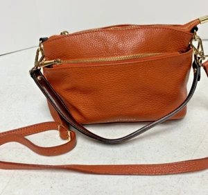 Divina Firenze Leather Handbag Burnt Orange Color Brown Handle w /Shoulder Strap - Picture 1 of 11