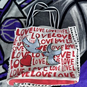 Brighton Love Canvas Tote-On the Wings of Doves Shopping Bag - Picture 1 of 9