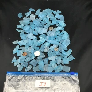 32 oz VINTAGE Powder Blue Glass UV 365nm Glow Machine Tumbled "Sea Glass" I2 - Picture 1 of 15