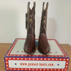 GO WEST BOOTS ALLIGATOR BROWN SIZE 9 - Picture 1 of 24