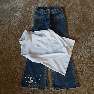 Gymboree Winter Princess ice skater jeans Sz 9 and Lilac Turtleneck - Picture 1 of 6