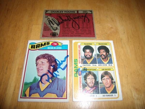 LOS ANGELES RAMS AUTOGRAPH CARDS-BOB KLEIN, BILL SIMPSON, & CHARLEY YOUNG - Picture 1 of 3