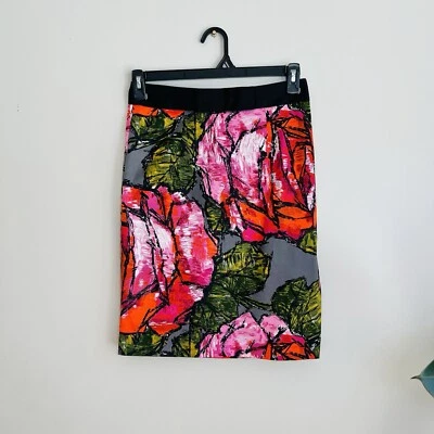 Falda para mujer Trina Turk LA talla 2 lápiz rosa floral multicolor forrada mezcla de seda Foto 1 de 4