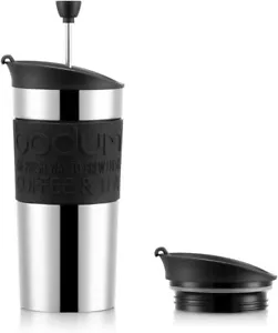 BODUM Travel French Press Coffee Maker Set, Stainless Steel with Extra Lid, Vac - Picture 1 of 6