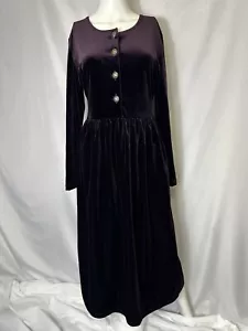 ABITO VINTAGE SENZA MARCHIO MANICA LUNGA VIOLA VELLUTATO GRANDE - Foto 1 di 6