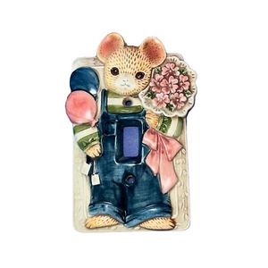 Vintage Takahashi Light Switch Cover Nursery Anthropomorphic Mouse Japan Ceramic - Picture 1 of 2