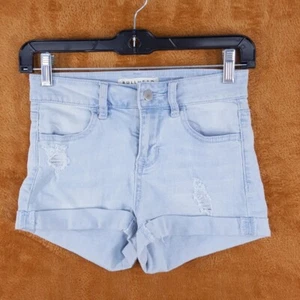 BULLHEAD Jean Shorts Womens Size 25 Light Wash Cuffed Super Stretch Shorty Denim - Picture 1 of 9