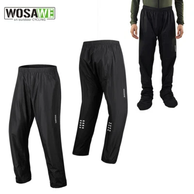 WOSAWE Men Cycling Rain Pants Riding Waterproof Baggy Sport Trousers Shoes Cover - Image 1 of 4