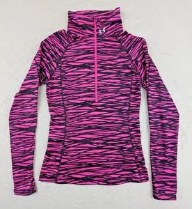 Under Armour sz S Polo 1/2 zip cold gear pink & black print ls women 4278 - Picture 1 of 4