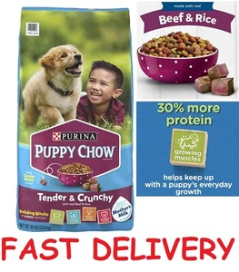 Purina Puppy Chow High Protein Dry Puppy Food, Tender&Crunchy w Real Beef, 30 lb - Picture 1 of 7